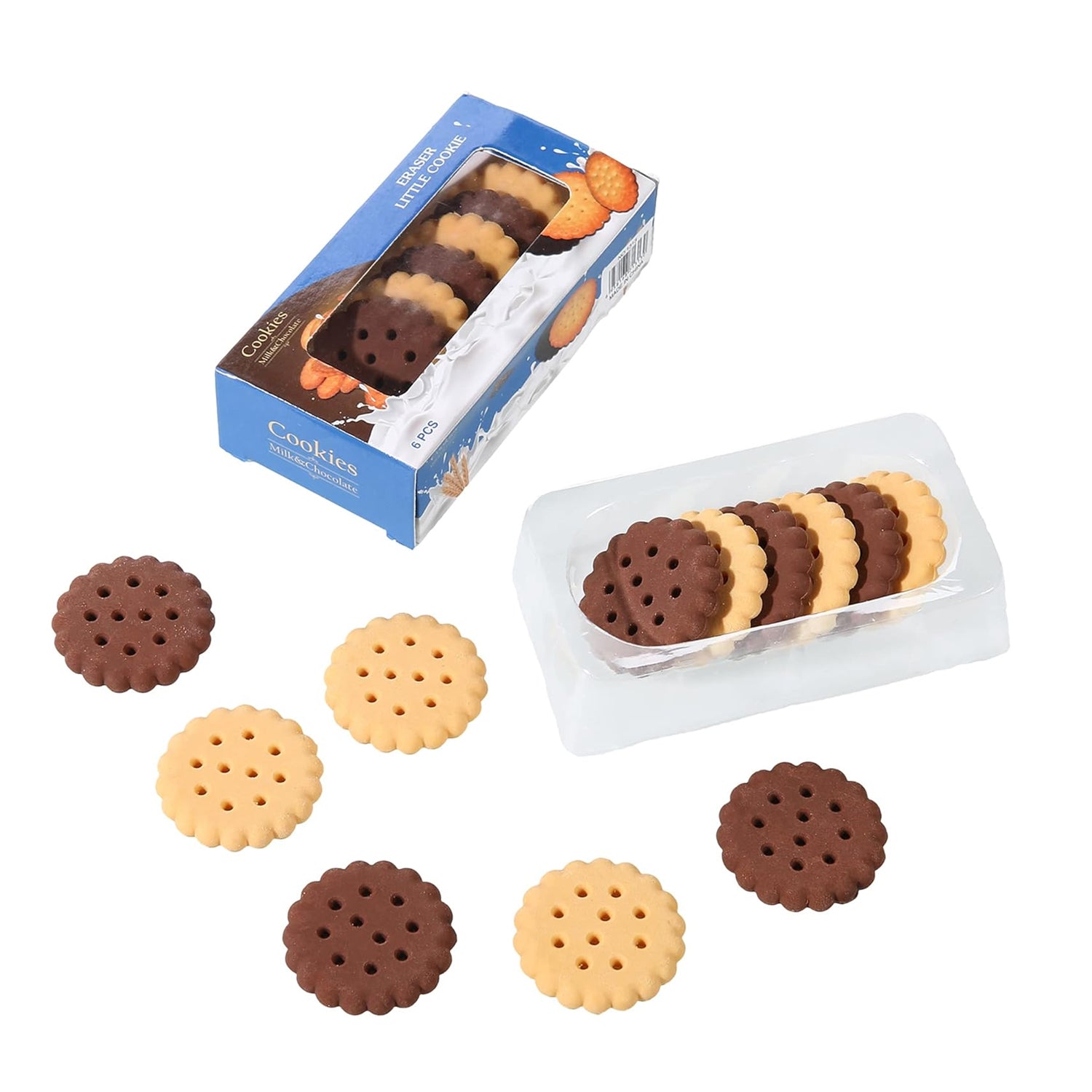 05_16808eb4-b5cb-4aea-bfb0-df58a2372ecc_1500x1500.jpg 6 Pcs Novelty Biscuit Eraser Set | Fun Food Shape Stationery | Creative School Rubber Erasers for Kids, Party Favors, & Christmas Birthday Gifts - Image 1