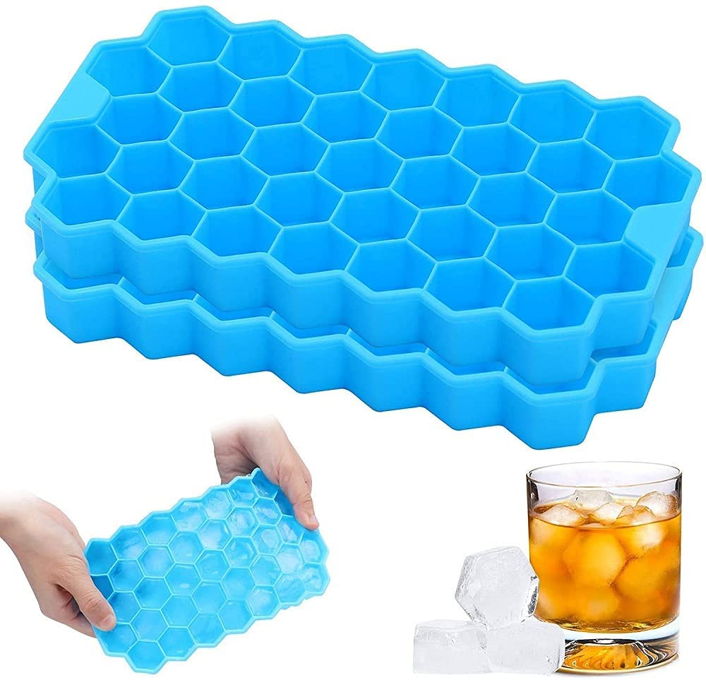 61VDidpB1YL._SL1000_1000x963_crop_center.jpg Flexible Silicone Honeycomb Ice Cube Mould Tray 37 Cavity Multicolor Ice Tray for Whiskey, Cocktails, and Beverages - Image 1