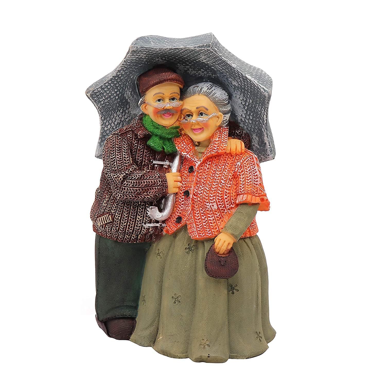 O1.jpeg Romantic Elderly Couple Statue with Umbrella - Resin Love & Anniversary Figurine for Home Decor, Valentine? Day, or Gifting - Image 1